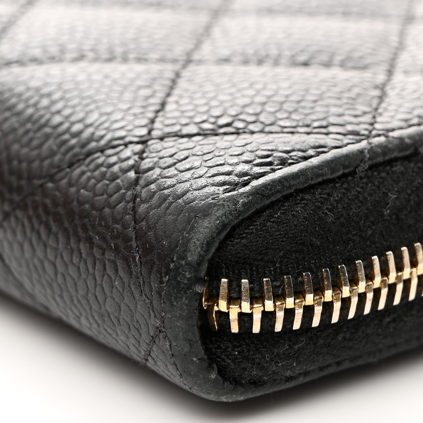 Caviar Quilted Large Gusset Zip Around Wallet Black