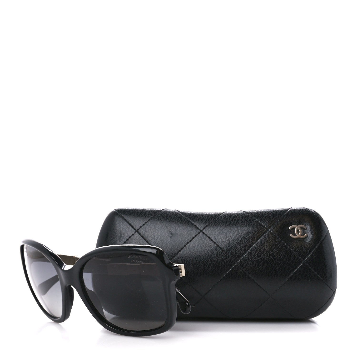 Chanel Crystal Baguette Polarized Square Sunglasses 5308-B Black 8 of 8