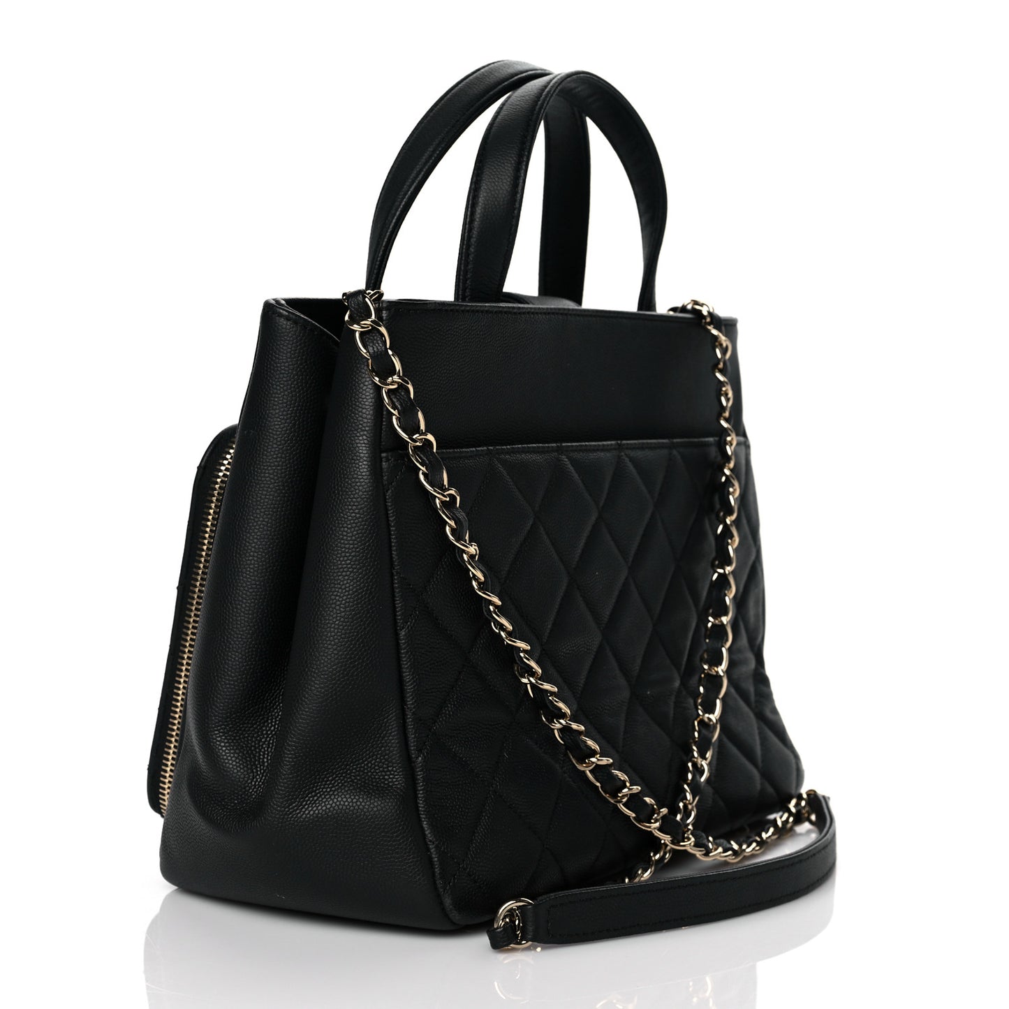 Caviar Quilted Small Business Affinity Shopping Bag Black