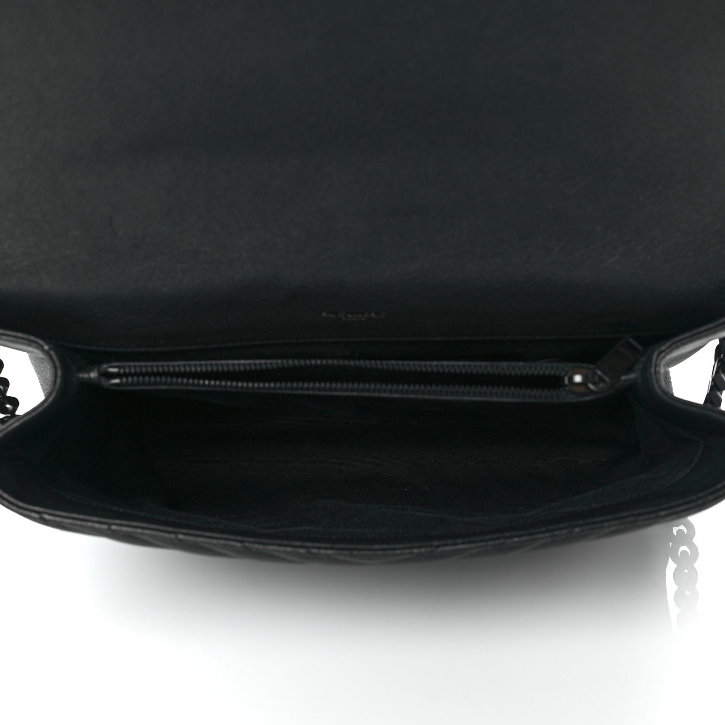 Sheepskin Matelasse Chevron Monogram Monochrome Large College Satchel Black