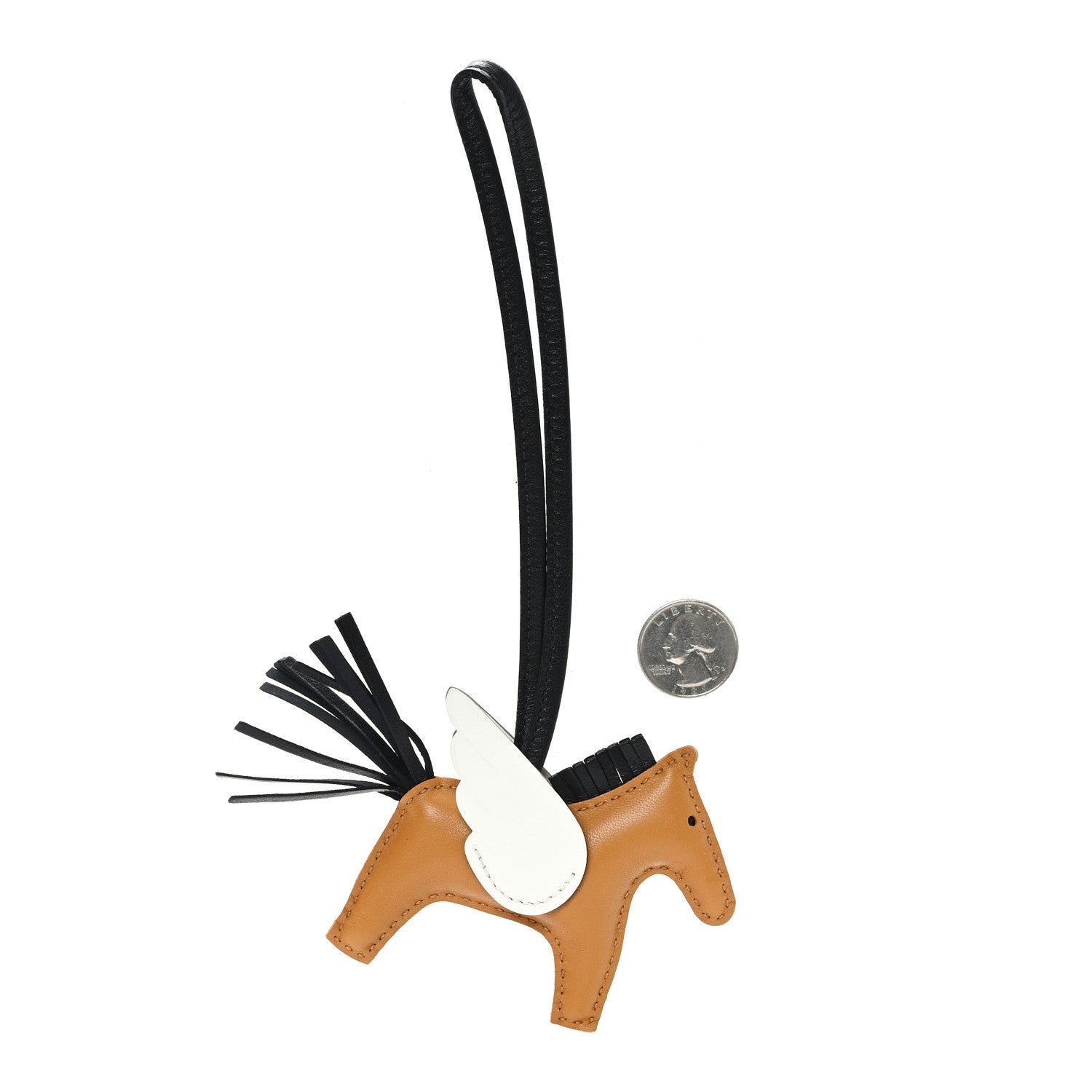 Hermes Milo Lambskin Grigri Rodeo Pegase Horse Bag Charm PM Sesame Black Nata 2 of 5