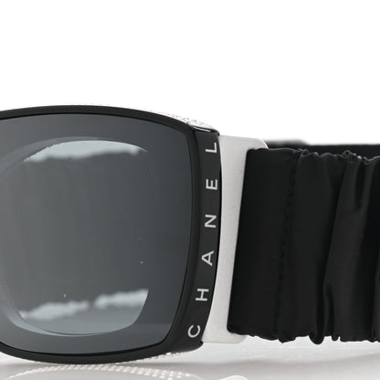 Chanel Crystal Acetate Technical Satin Shield Sunglasses Black 5 of 7
