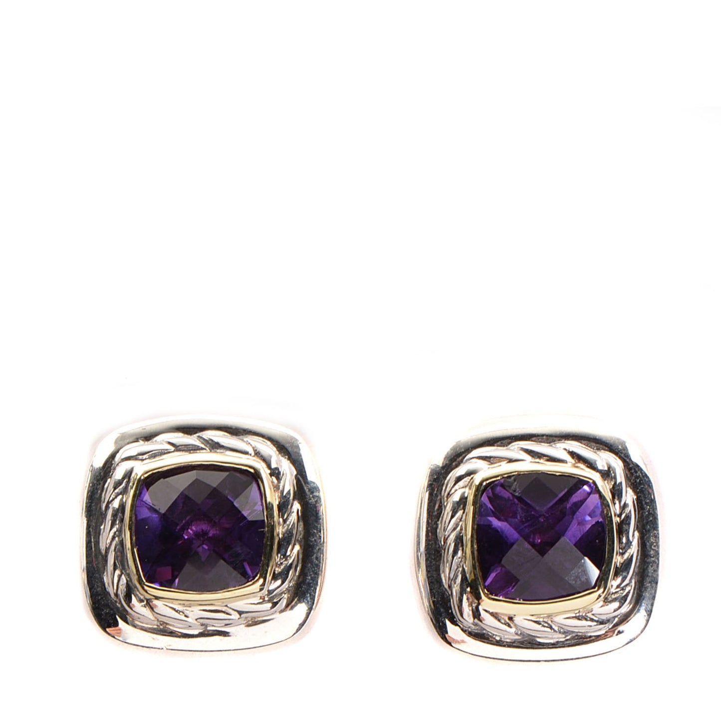 Sterling Silver 18K Gold Amethyst 7mm Albion Earrings
