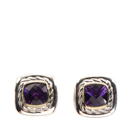 David Yurman Sterling Silver 18K Gold Amethyst 7mm Albion Earrings 1 of 5