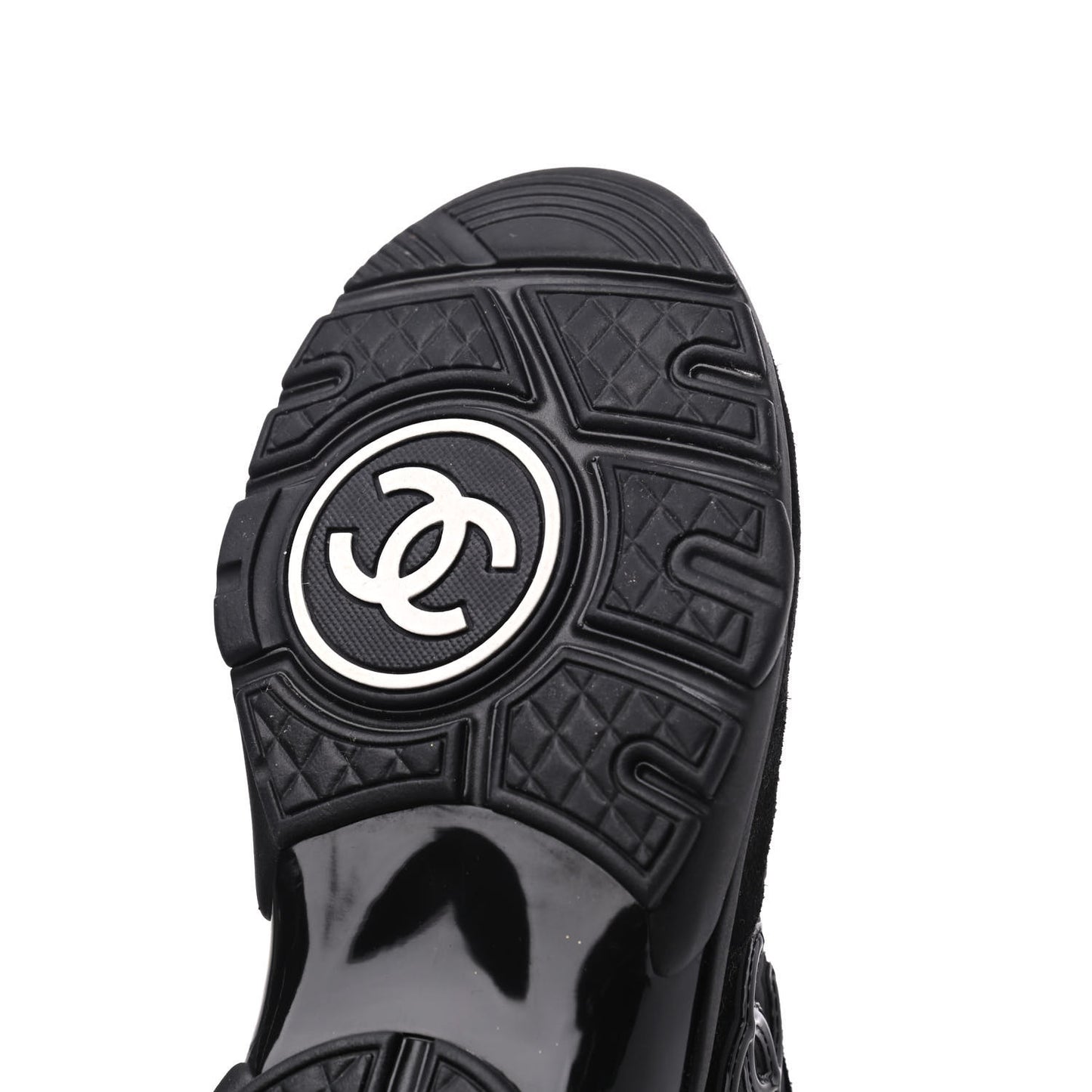 Nylon Calfskin Suede CC Sneakers 36.5 Black