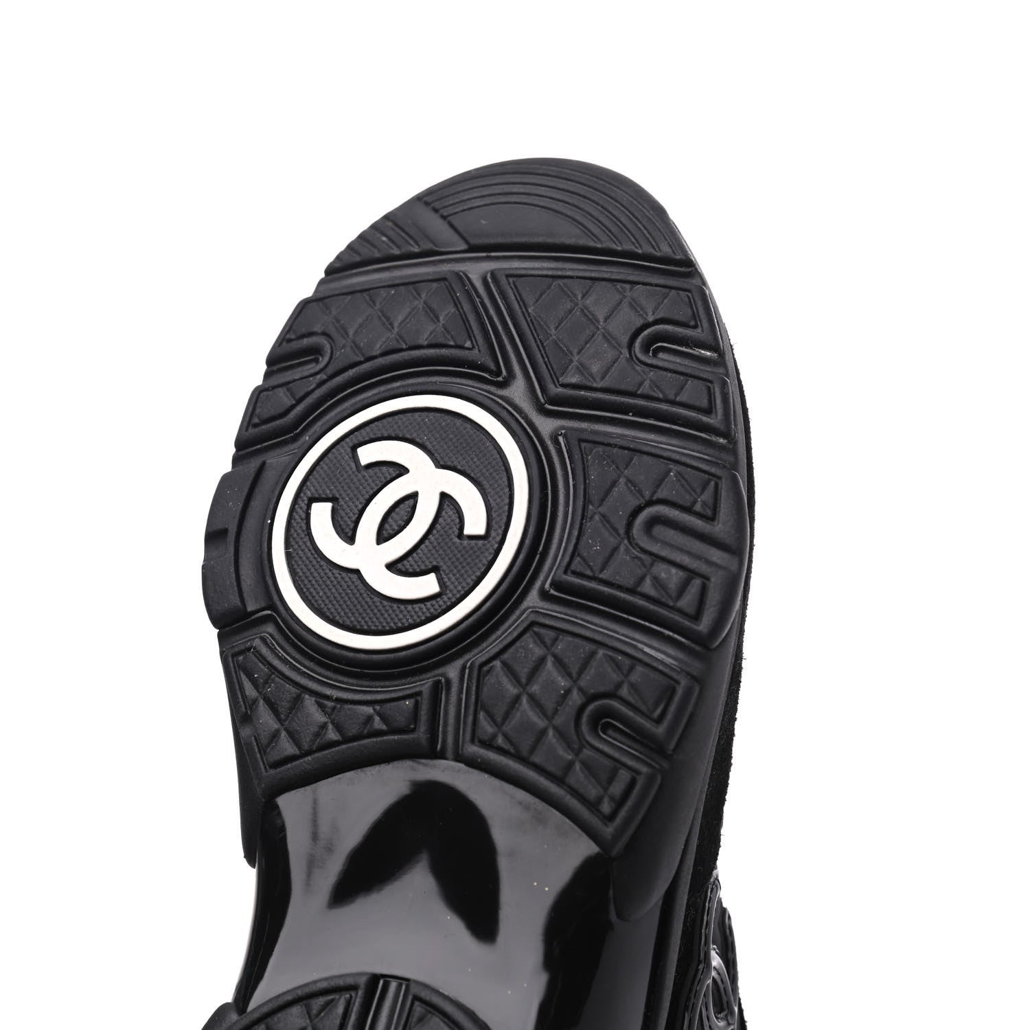 Chanel Nylon Calfskin Suede CC Sneakers 36.5 Black 16 of 18