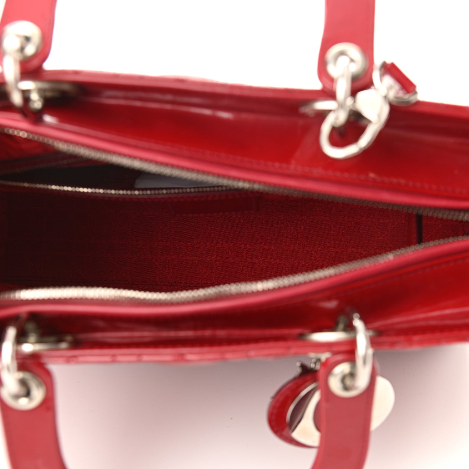 Christian Dior Patent Cannage Large Lady Dior Red 5 of 9