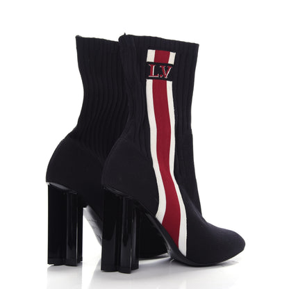 Louis Vuitton Stretch Fabric Silhouette Stripe Ankle Boots 37.5 Black 4 of 7