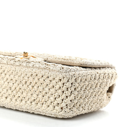 Chanel Raffia Crochet Paris Greece Medium Flap Bag Beige 9 of 10