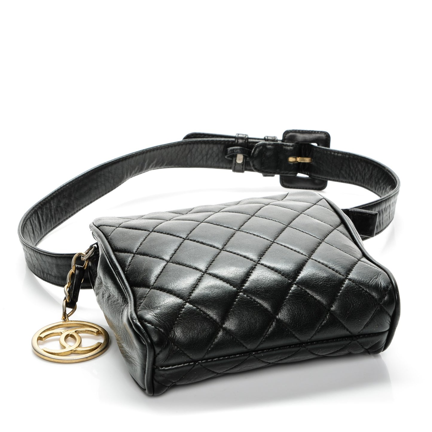 Lambskin Quilted Waist Belt Bag 75 30 Black