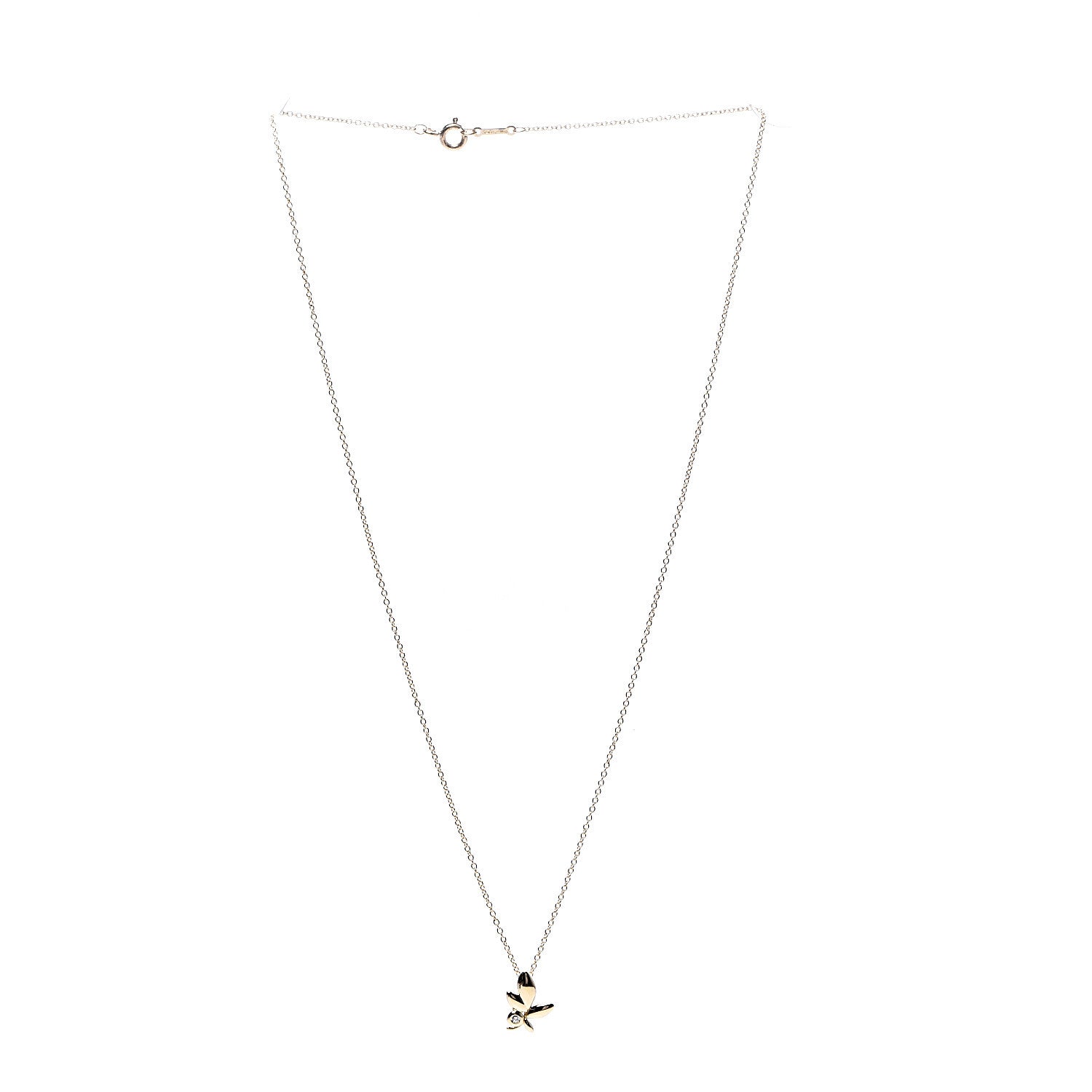 Tiffany 18K Yellow Gold Diamond Paloma Picasso Olive Leaf Pendant Necklace 2 of 5
