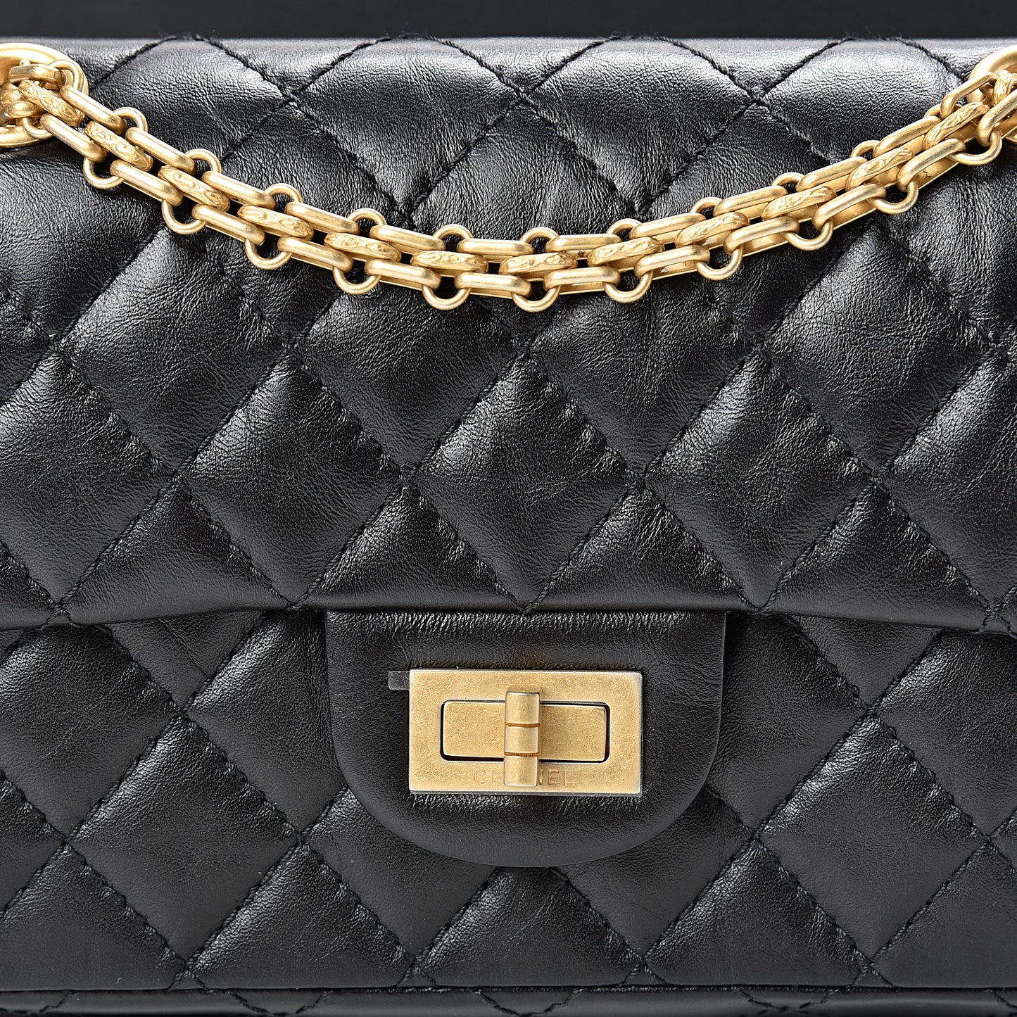 Aged Calfskin Quilted 2.55 Reissue Mini Flap Black