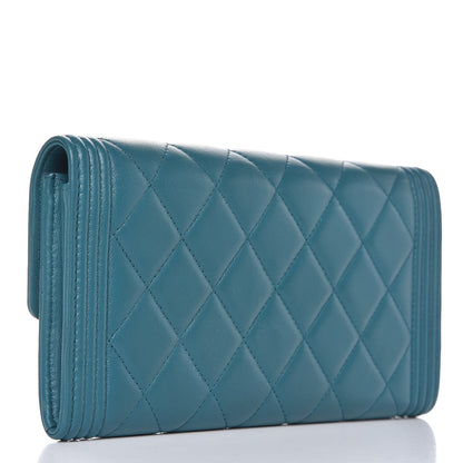 Chanel Lambskin Quilted Boy Flap Wallet Turquoise 3 of 8