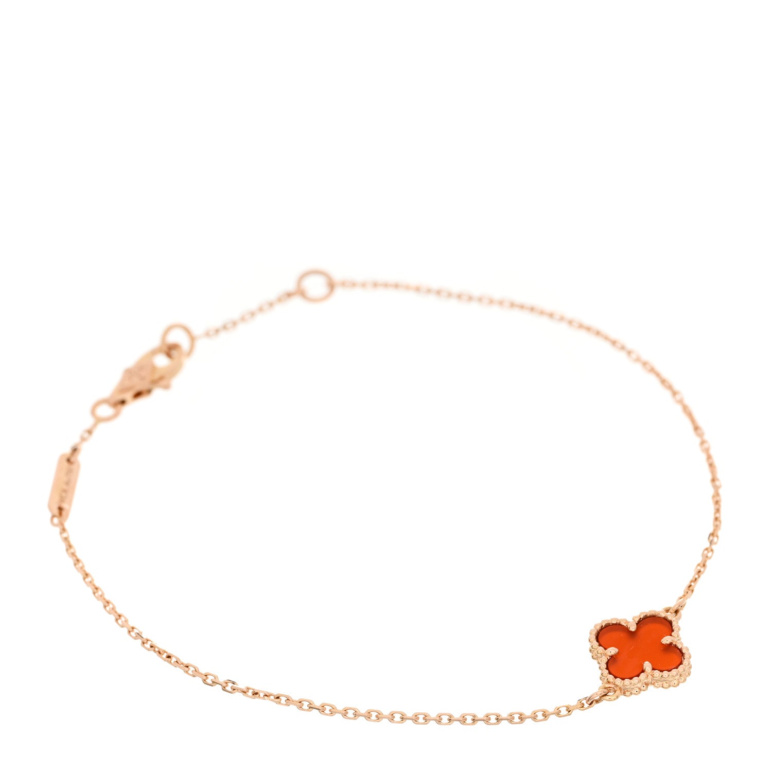 Van Cleef & Arpels 18K Rose Gold Carnelian Sweet Alhambra Bracelet 1 of 5