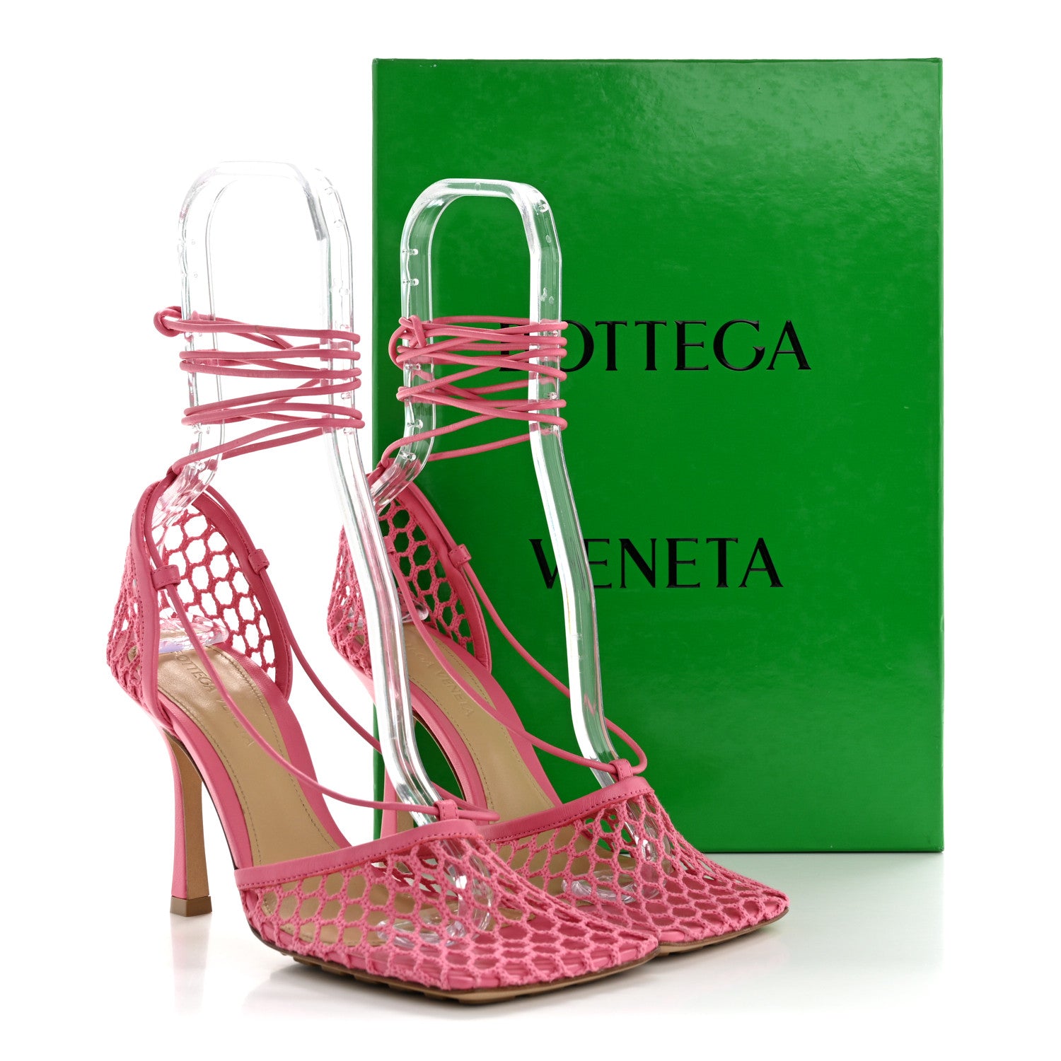 Bottega Veneta Mesh Nappa Stretch Ankle Tie 90mm Sandals 37 Azalea 9 of 9
