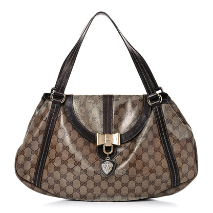 Gucci Crystal Monogram Duchessa Flap Shoulder Bag Dark Brown 1 of 29