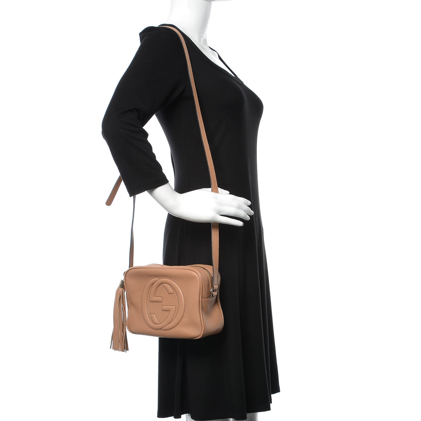 Pebbled Calfskin Small Soho Disco Bag Rose Beige