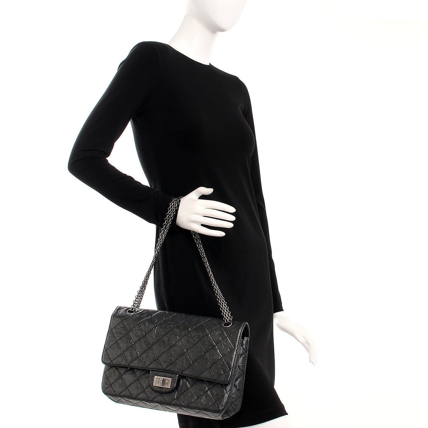 Chanel Distressed Lambskin Quilted 2.55 Reissue 227 Flap Dark Silver 2 of 7