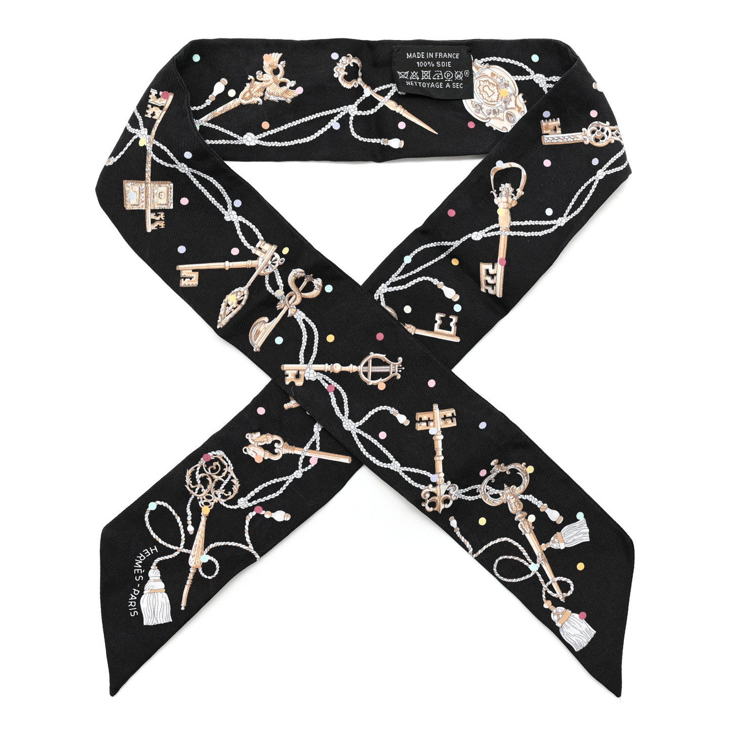 Silk Les Cles A Pois Twilly Black Beige Rose Multicolor