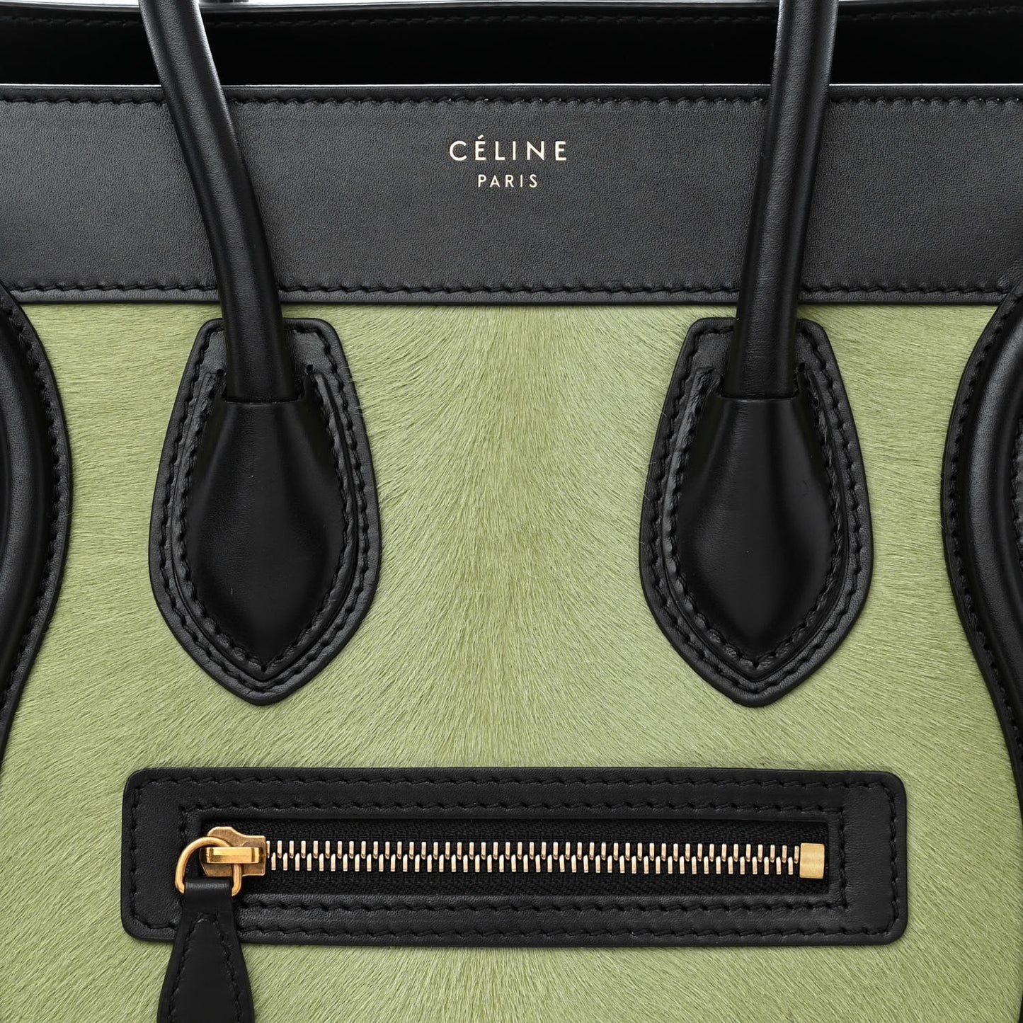 Pony Hair Smooth Calfskin Micro Tri-Color Luggage Pistachio Black