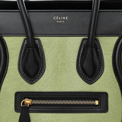 Celine Pony Hair Smooth Calfskin Micro Tri-Color Luggage Pistachio Black 8 of 12