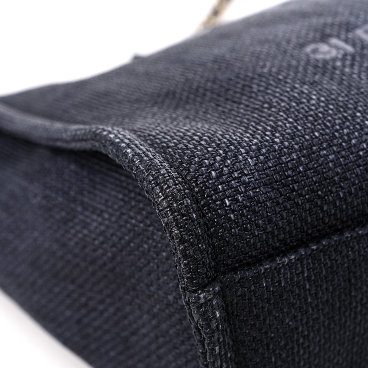 Woven Straw Raffia Small Deauville Tote Black
