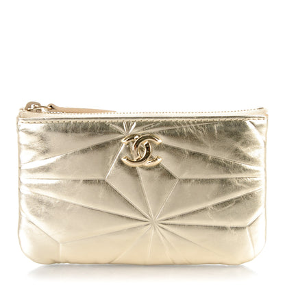 Chanel Metallic Lambskin Embossed Cosmetic Pouch Gold 1 of 7