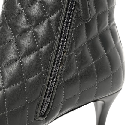 Chanel Lambskin Quilted Patent Cap Toe CC Booties 35 Charcoal Black 9 of 10