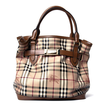 Burberry Haymarket Check Medium Golderton Tote Mid Camel 1 of 4
