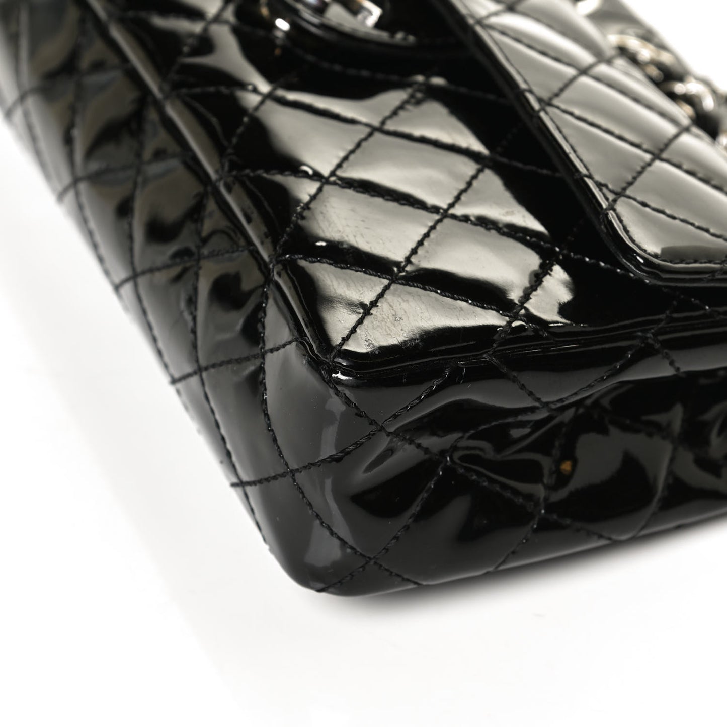 Patent Quilted Jumbo Diagonal CC Flap Black