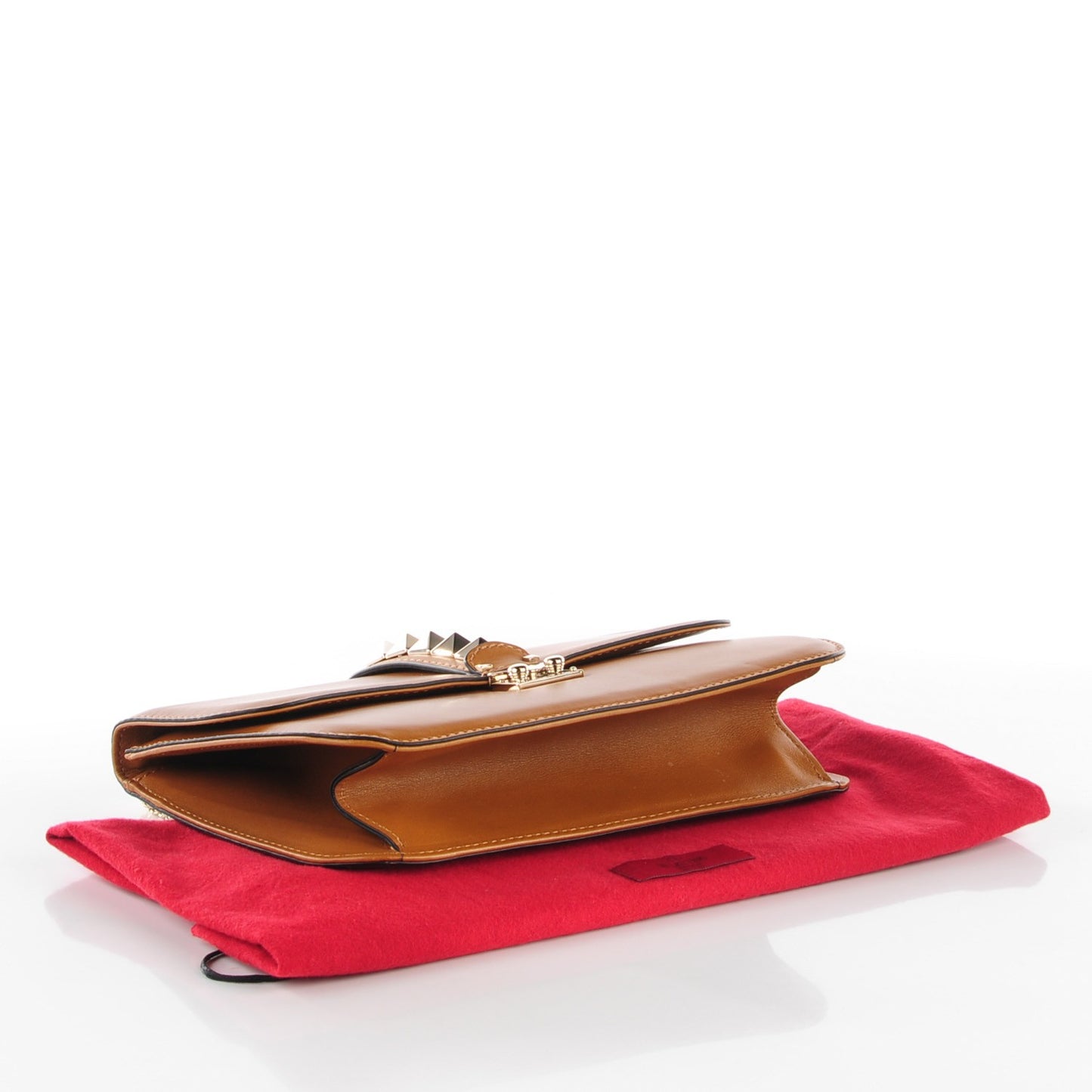 Vitello Large Glam Lock Rockstud Flap Brown