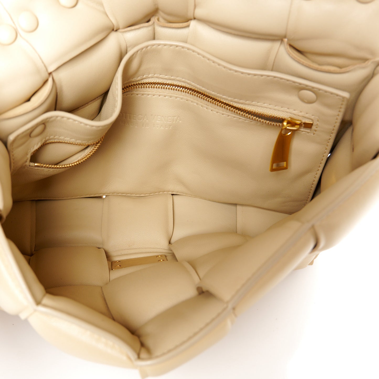 Lambskin Maxi Intreccio Padded Chain Cassette Crossbody Bag Porridge