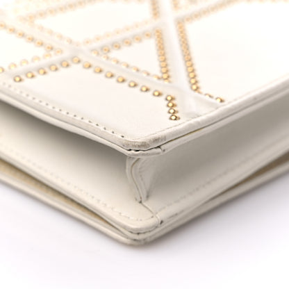 Christian Dior Lambskin Studded Diorama Wallet on Chain Pouch Off White 9 of 15