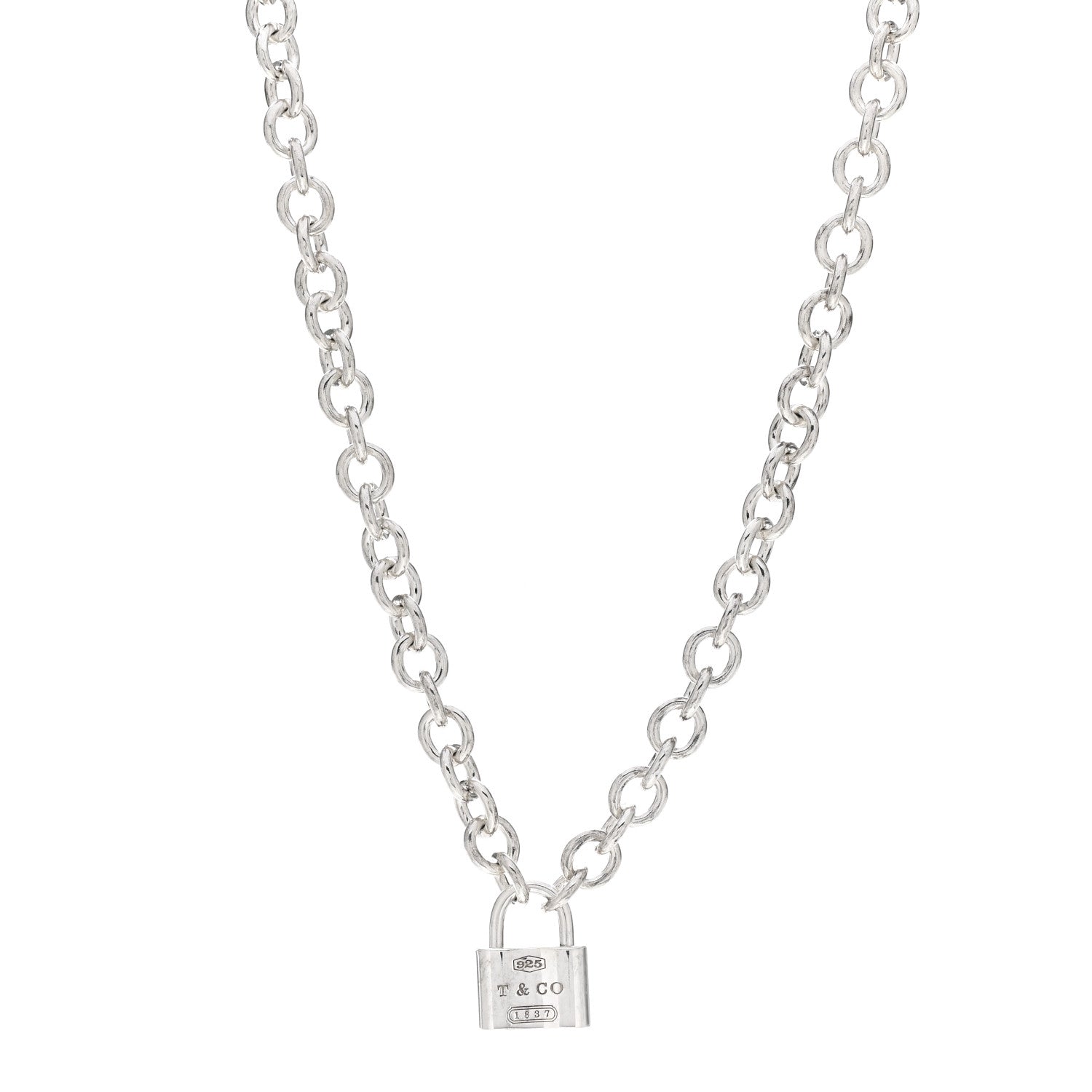 Tiffany Sterling Silver 1837 Lock Charm Necklace 1 of 4