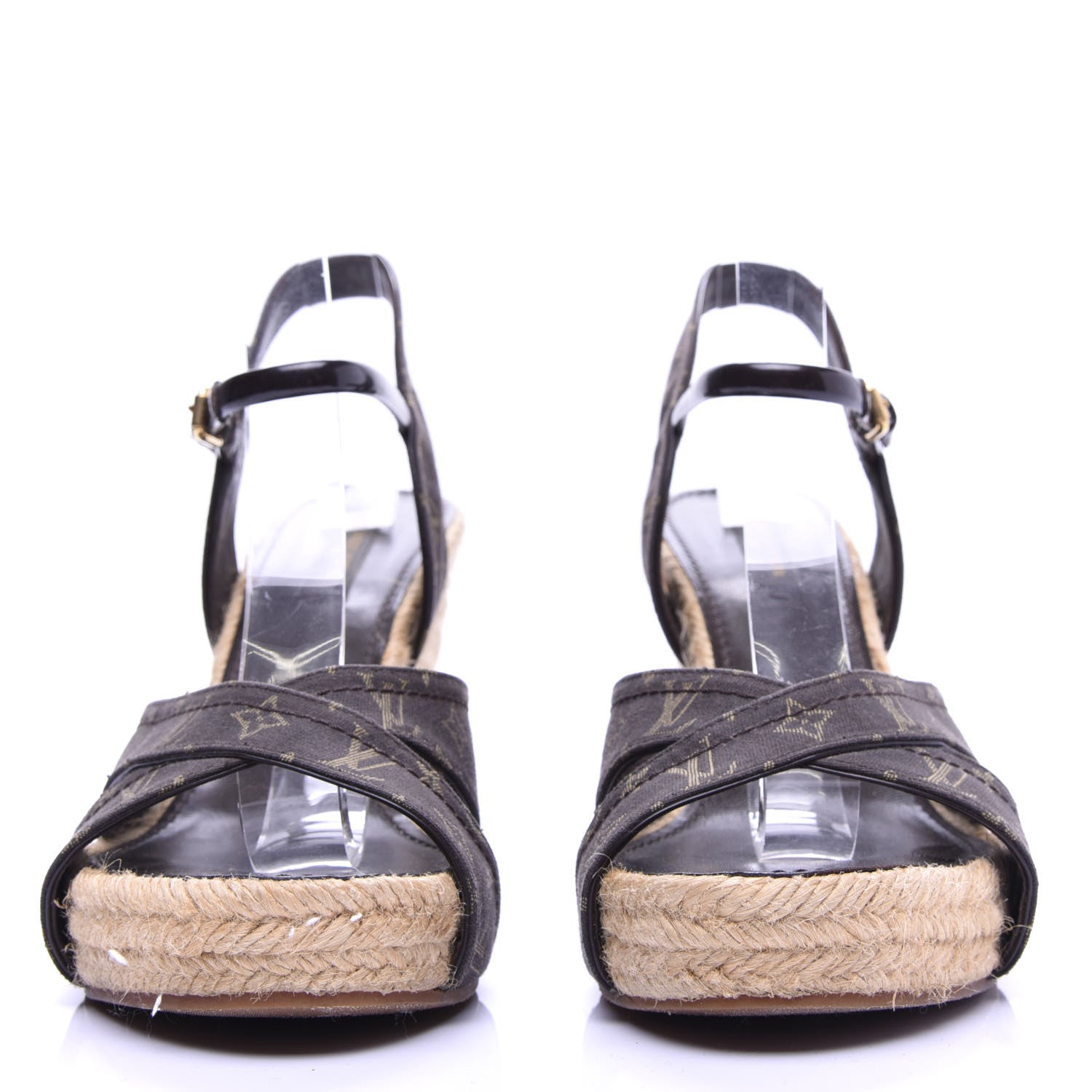 Louis Vuitton Monogram Idylle Majorca Espadrille Wedge Sandals 38.5 Fusain 2 of 12