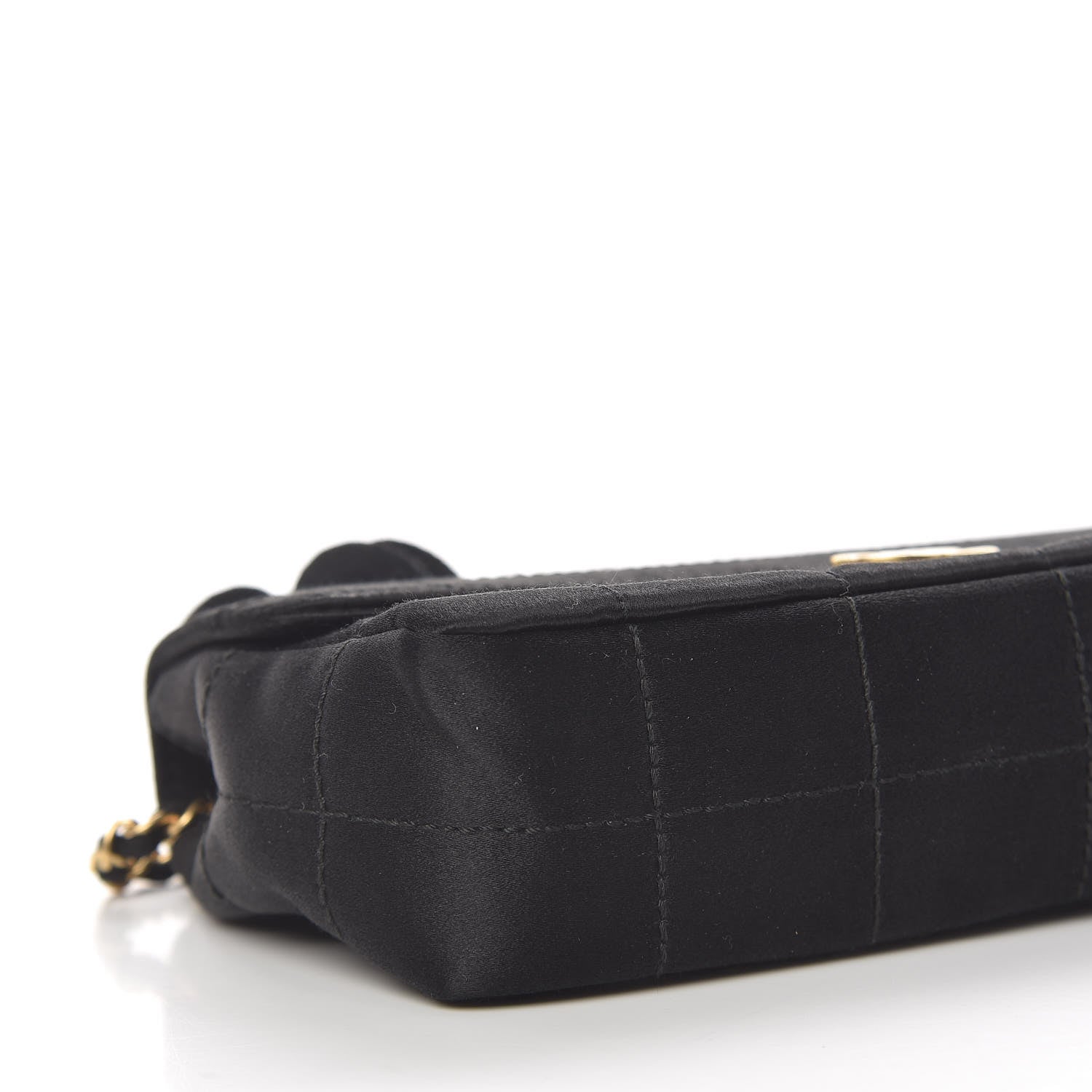 Chanel Satin Chocolate Bar Quilted Camellia Rectangular Mini Flap Black 9 of 12