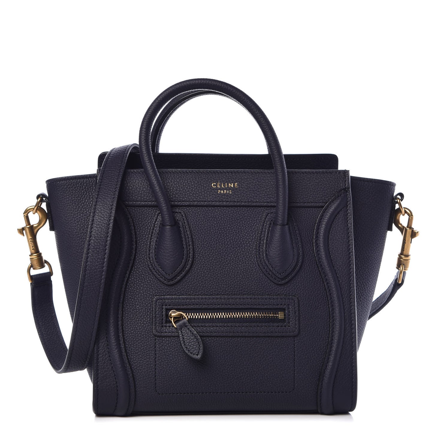 Drummed Calfskin Nano Luggage Navy Blue