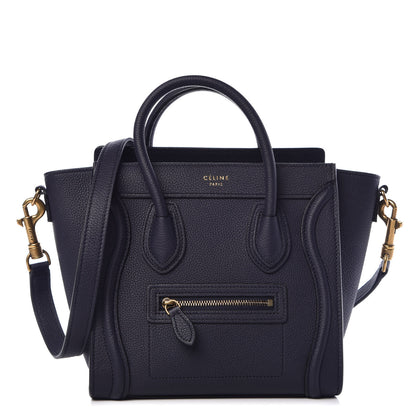 Celine Drummed Calfskin Nano Luggage Navy Blue 1 of 9