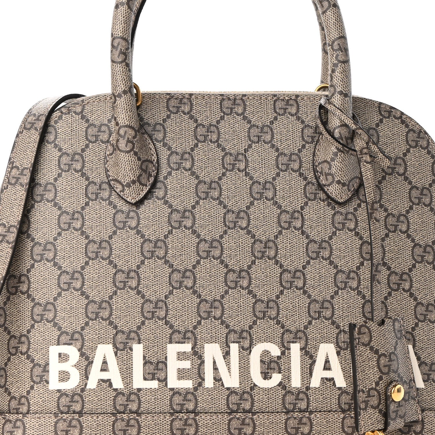 Balenciaga X GUCCI GG Supreme Monogram Small Ville Top Handle Beige Ebony 7 of 8