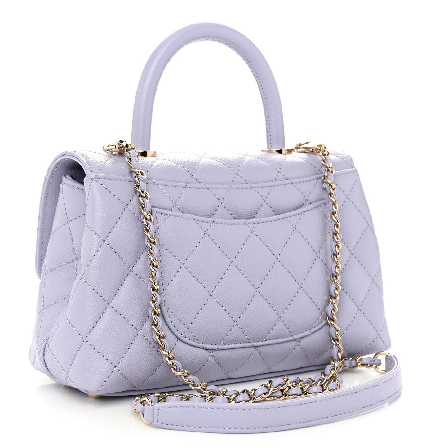 Caviar Quilted Mini Coco Handle Flap Light Purple