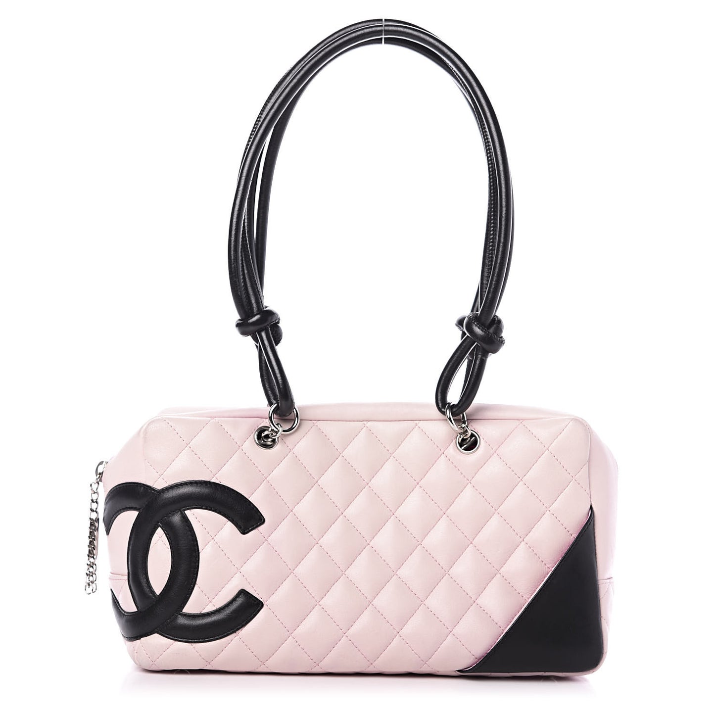 Calfskin Quilted Large Cambon Bowler Pink Black