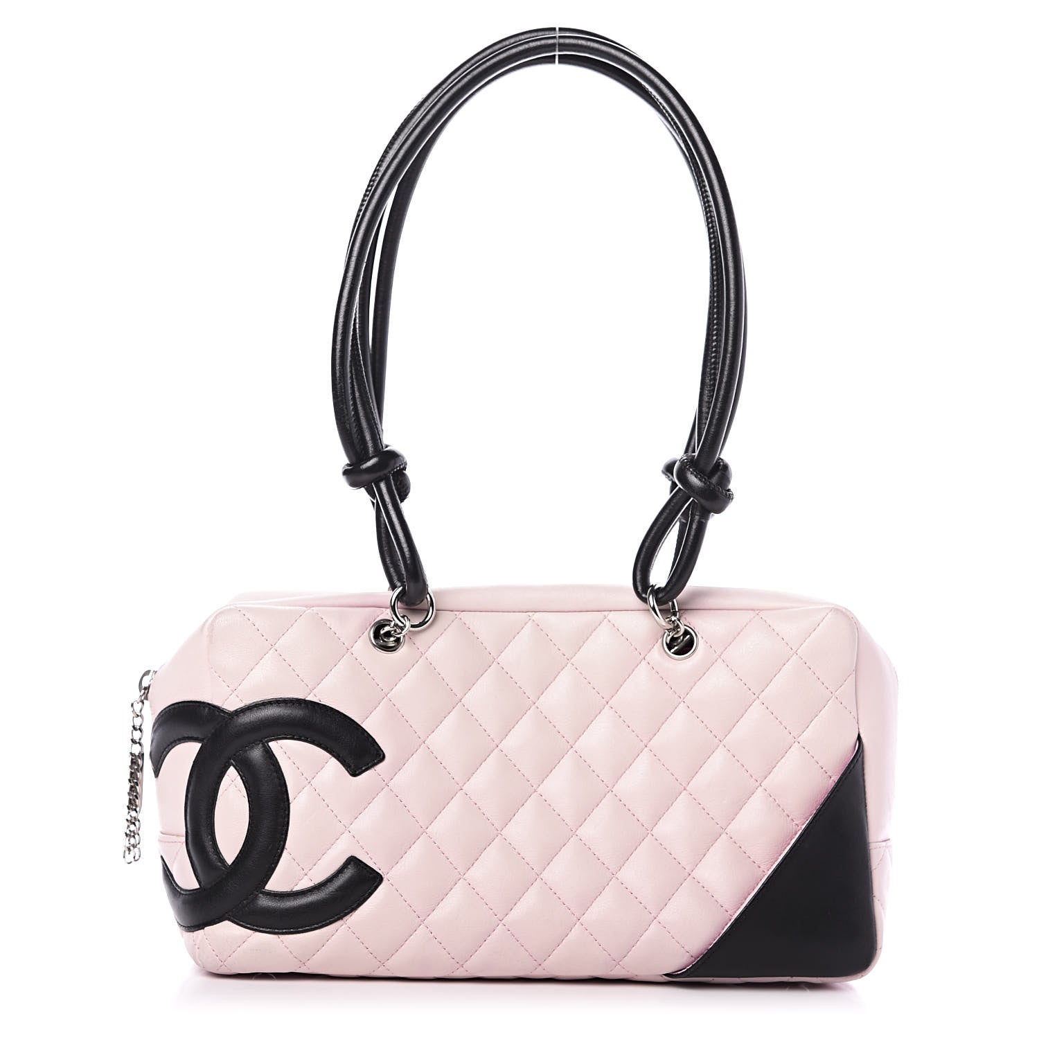 Chanel Calfskin Quilted Large Cambon Bowler Pink Black 1 of 13