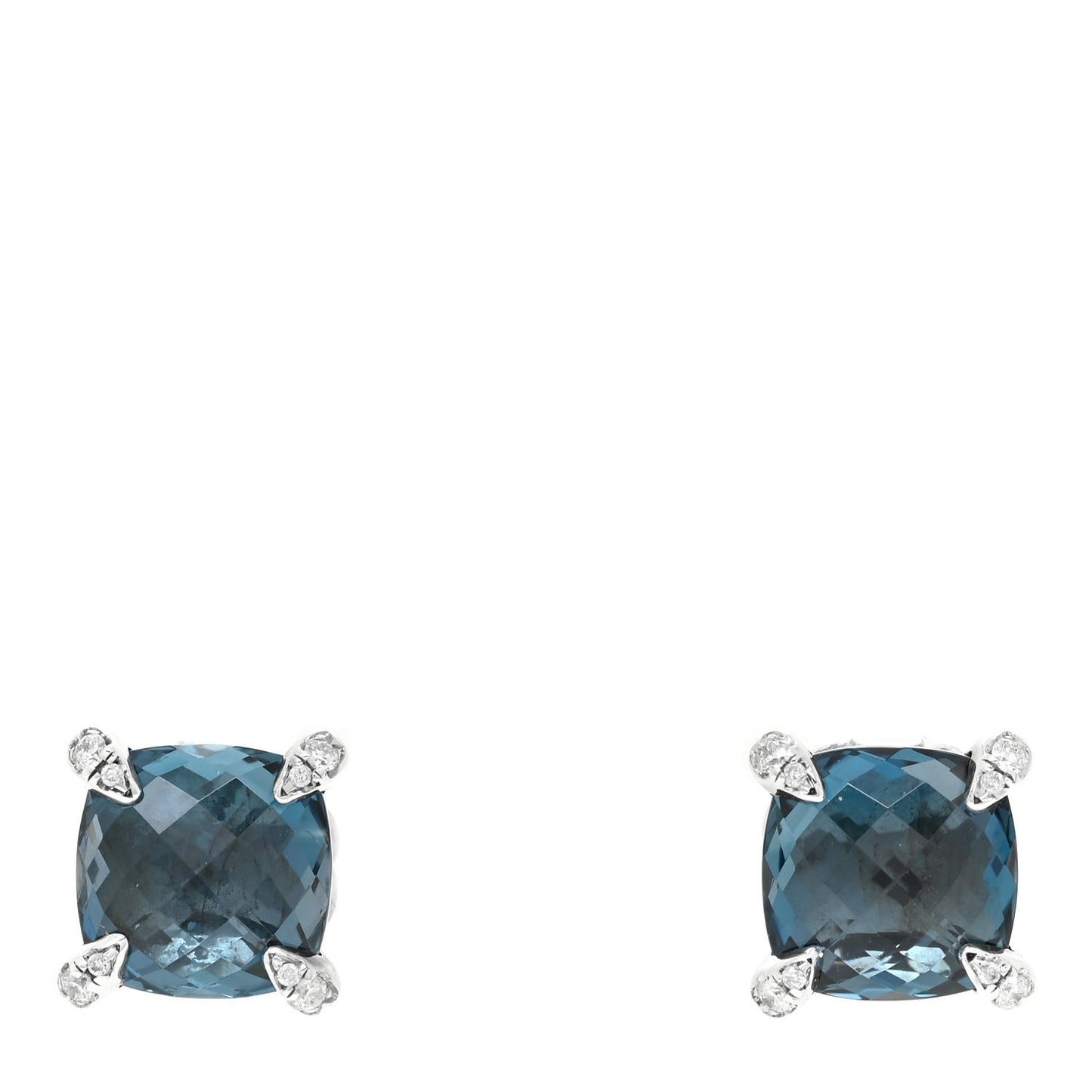 Sterling Silver Diamond Hampton Blue Topaz 9mm Chatelaine Earrings