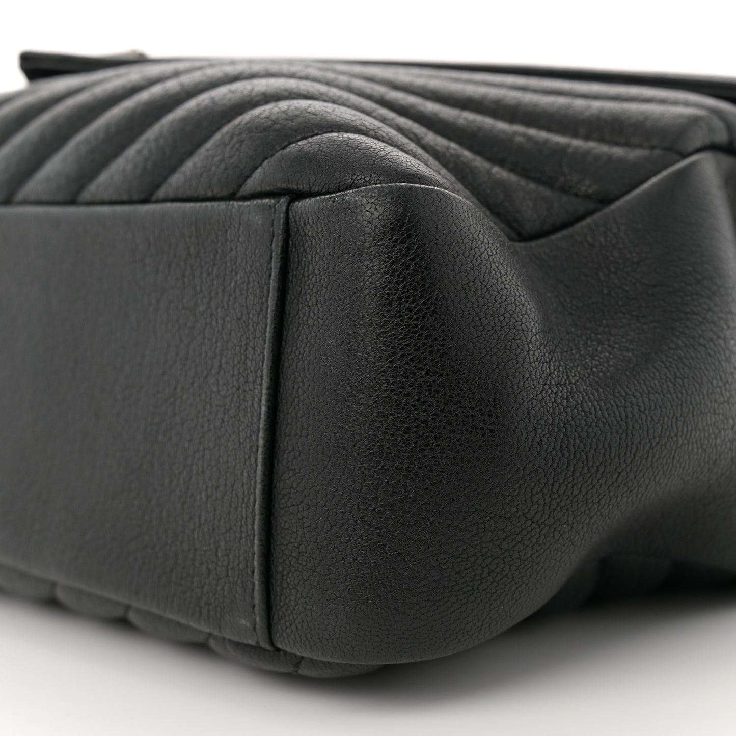 Sheepskin Matelasse Chevron Monogram Large College Satchel Black