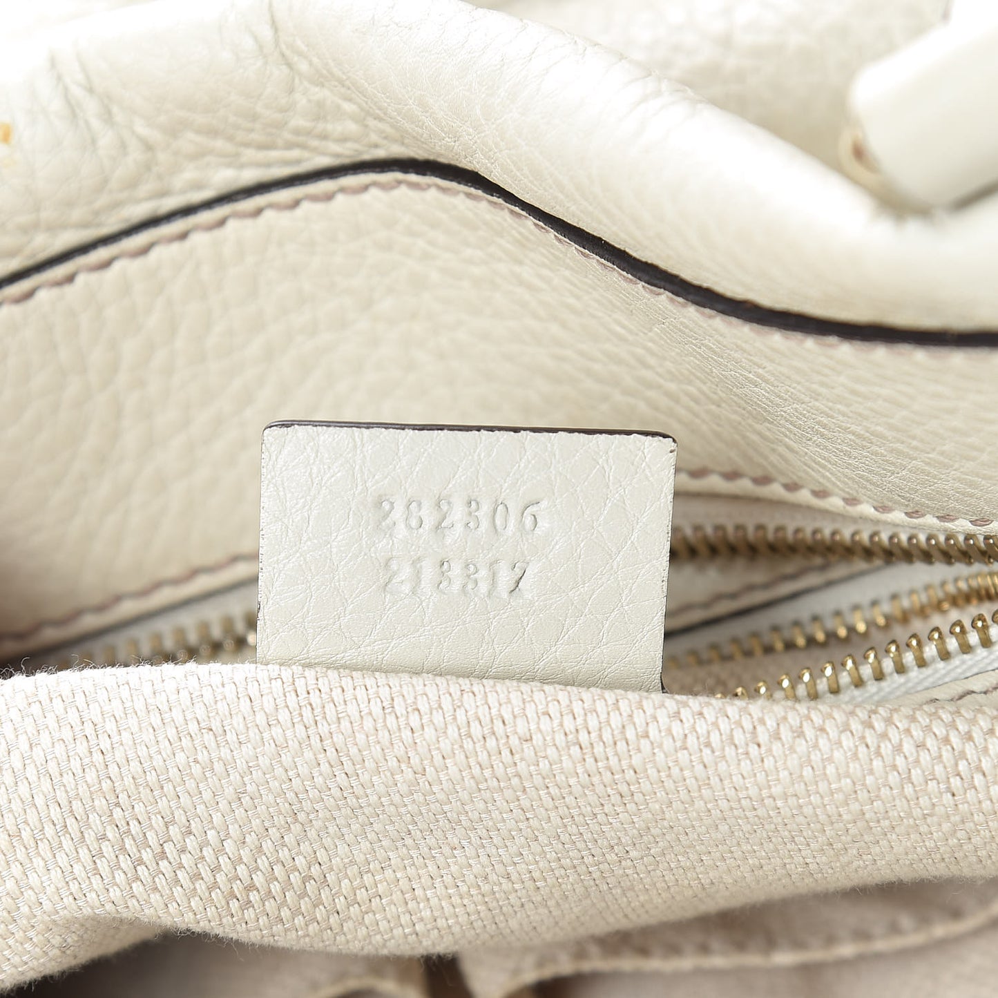 Pebbled Calfskin Large Soho Top Handle Bag Off White