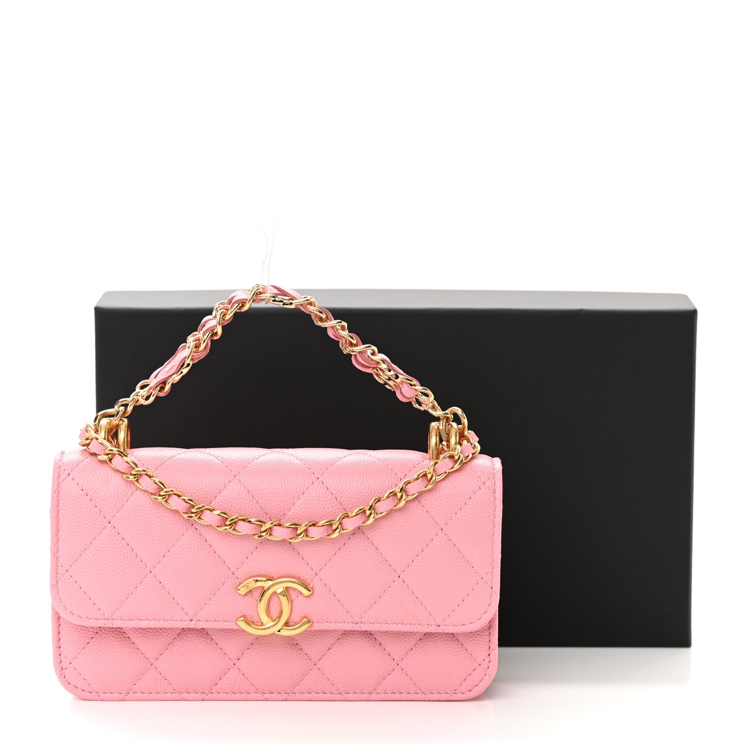 Chanel Caviar Quilted Flap Phone Holder With Chain Light Pink 14 of 14