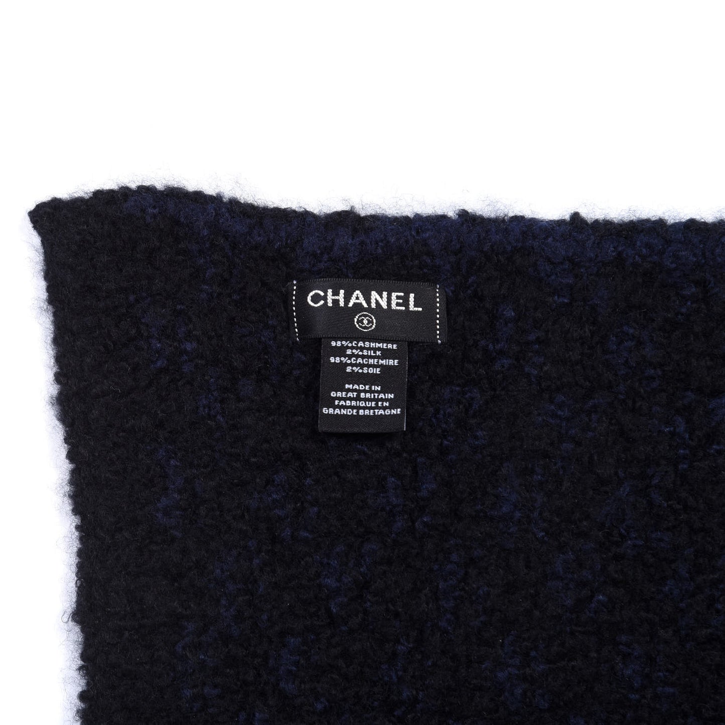 Cashmere Silk CC Scarf Black Navy