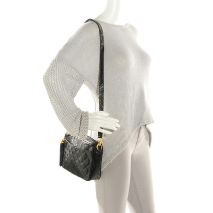 Chanel Lizard Quilted Small Tassel Camera Case Black 2 of 10