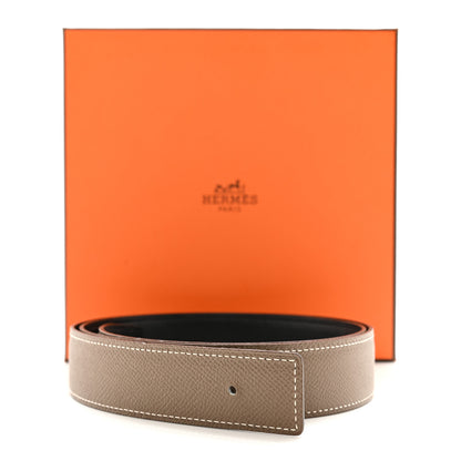 Hermes Swift Epsom 32mm Belt Strap 95 38 Black Etoupe 8 of 8