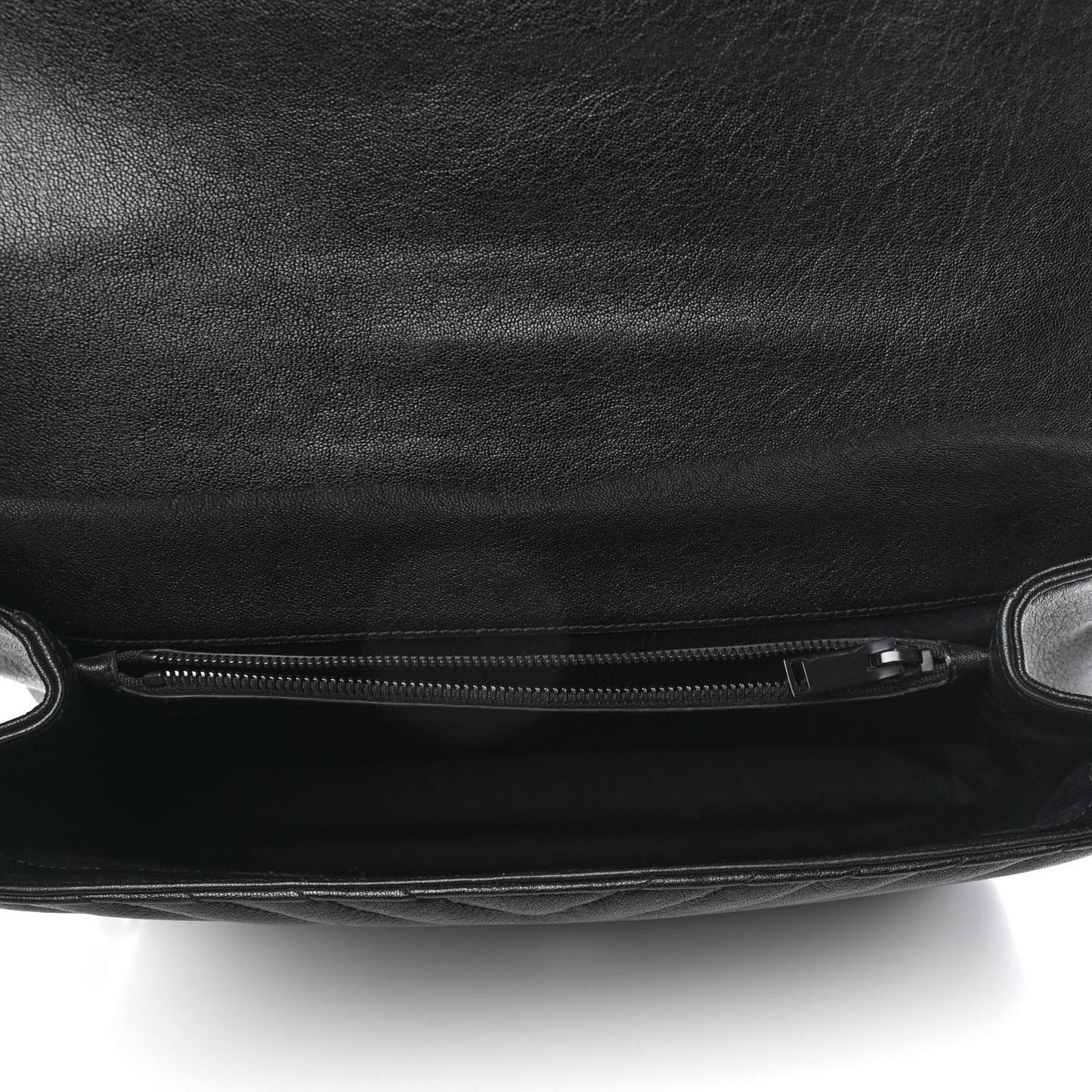 Sheepskin Matelasse Chevron Monogram Monochrome Large College Satchel Black